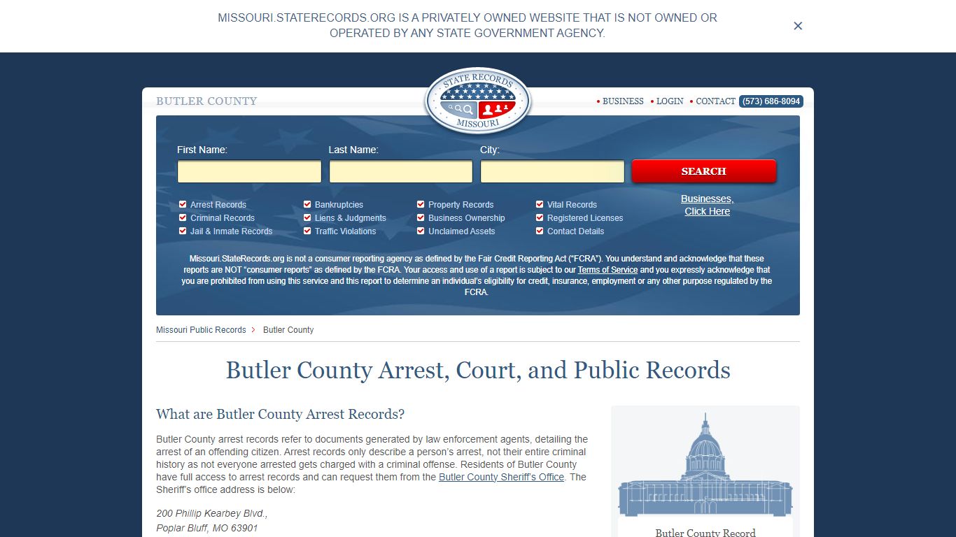 Butler County Arrest, Court, and Public Records