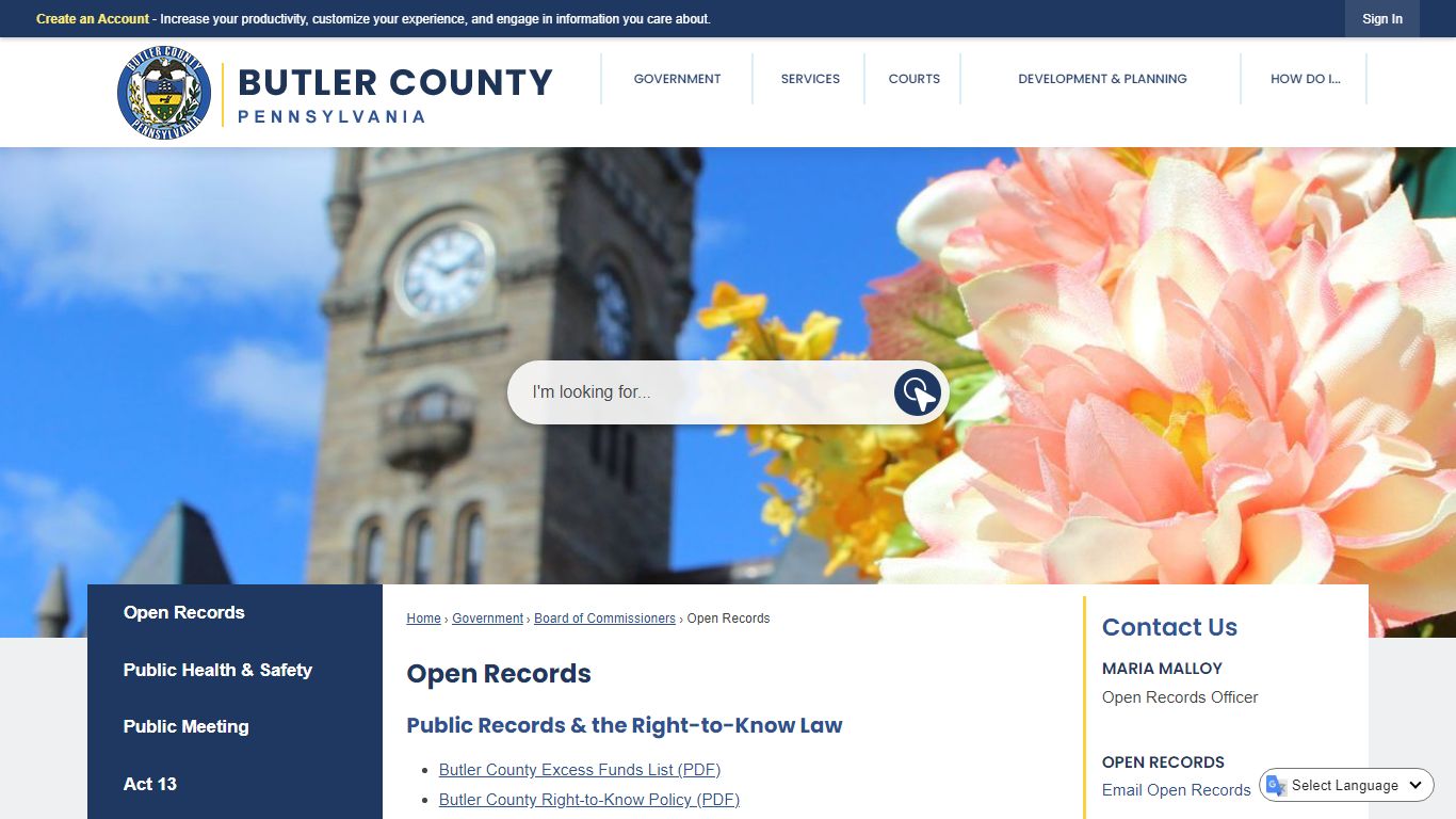 Open Records | Butler County, PA